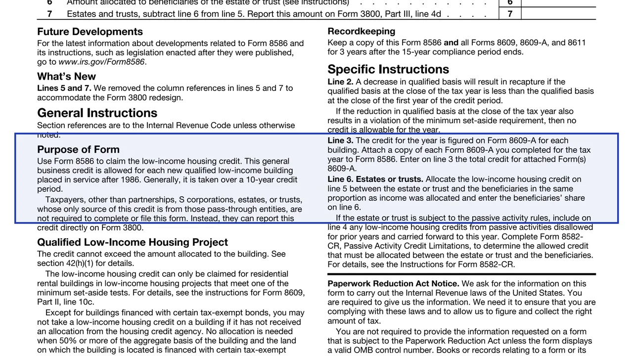 Line 3: current year credit on page 1 of Form 8586: Low-Income Housing Credit, as printed by IRS