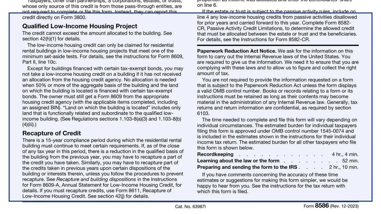 Line 4: credit from pass-through entities on page 1 of Form 8586: Low-Income Housing Credit, as printed by IRS
