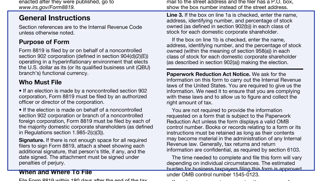 Line 3: shareholders on page 2 of Form 8819: Dollar Election Under Section 985, as printed by IRS