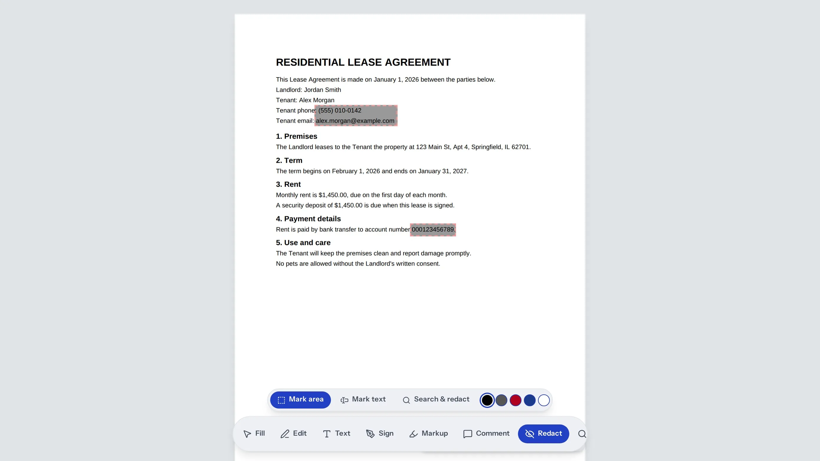 Sign, mark up, comment and redact
