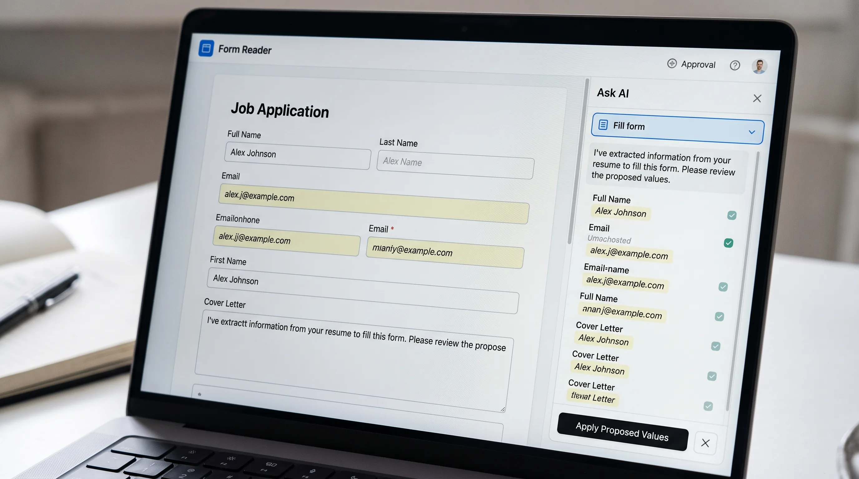 Let AI fill or check it, then review
