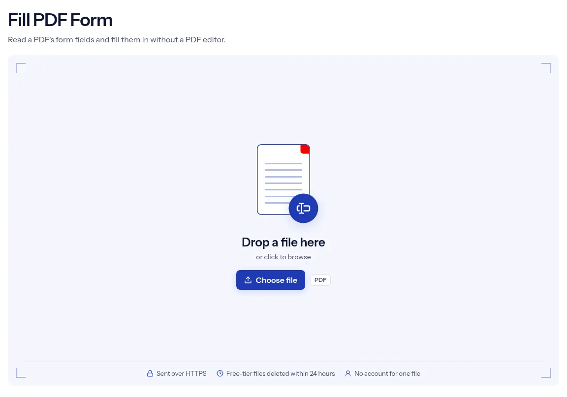 The indox Fill PDF Form tool on indox.org, ready for your file