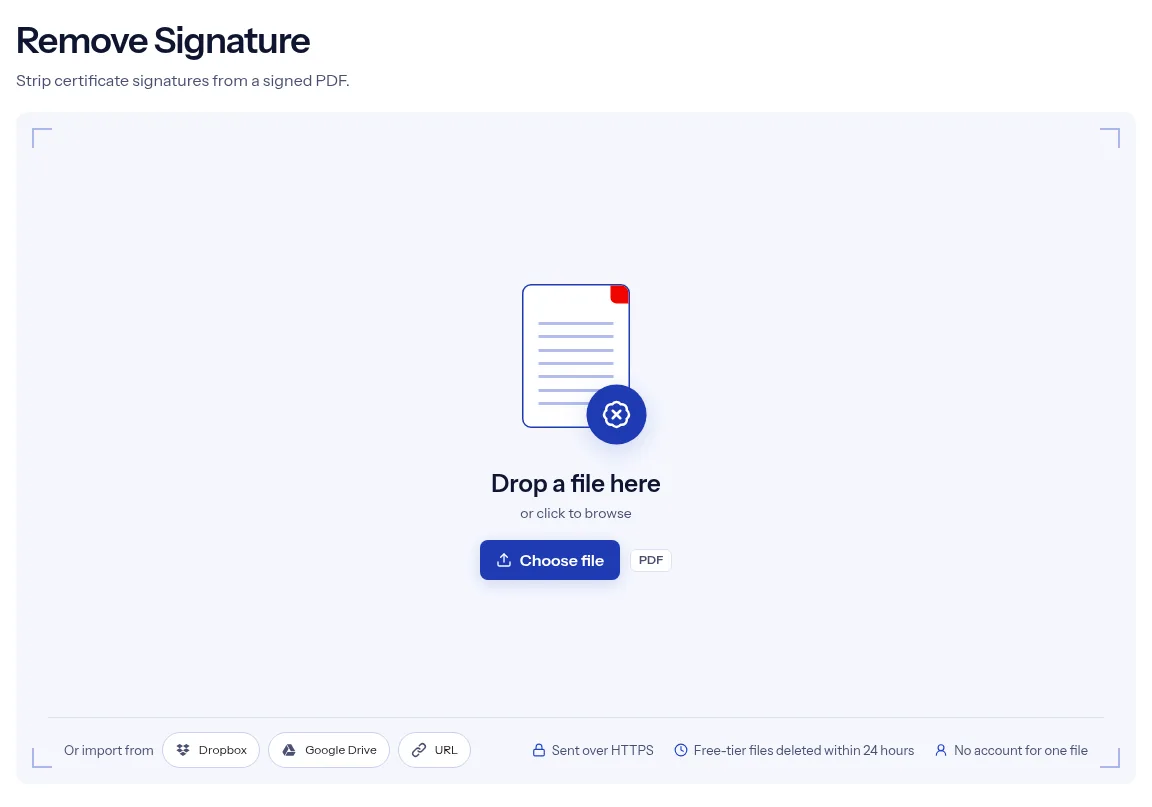 The indox Remove certificate signatures from a PDF tool on indox.org, ready for your file